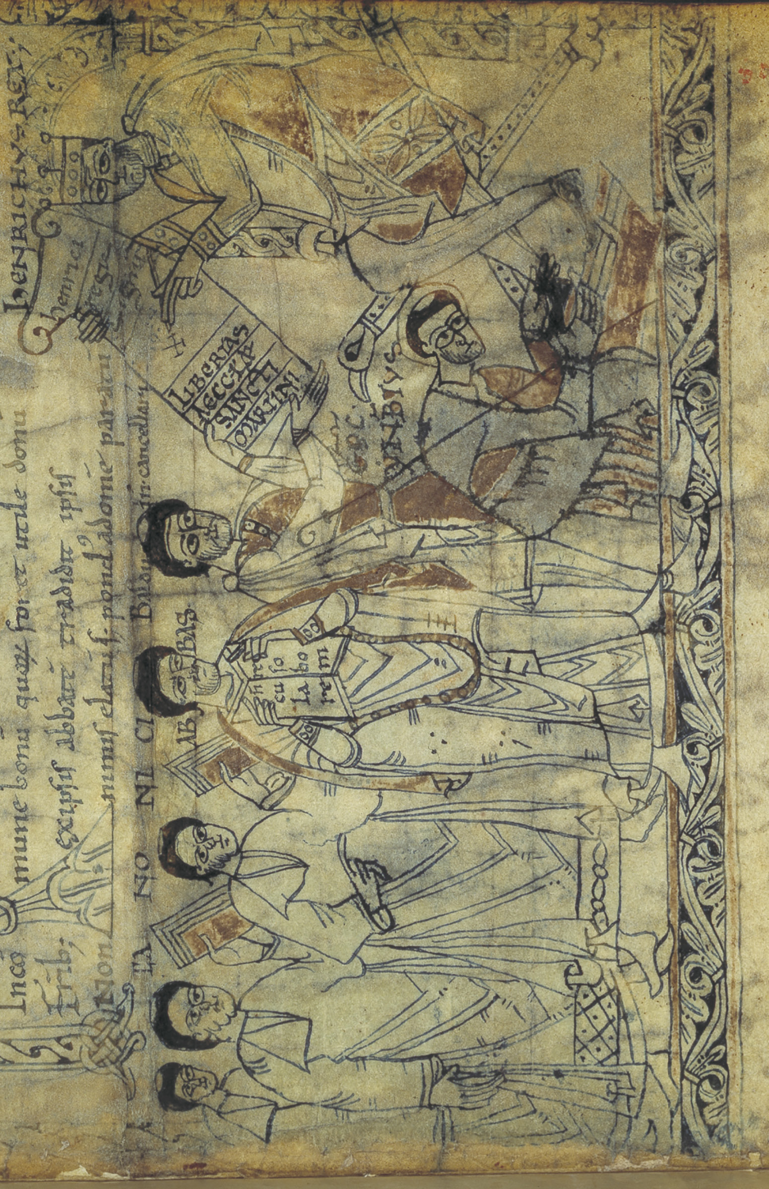 Abb. 9 Henry I confirming the foundation charter of Saint-Martin-des-Champs ( versified chronicle, priory of Saint-Martin-des-Champs, Paris, 1072–1079 ). © British Library Board: London, British Library, Ms. add. 11662, fol. 4r.