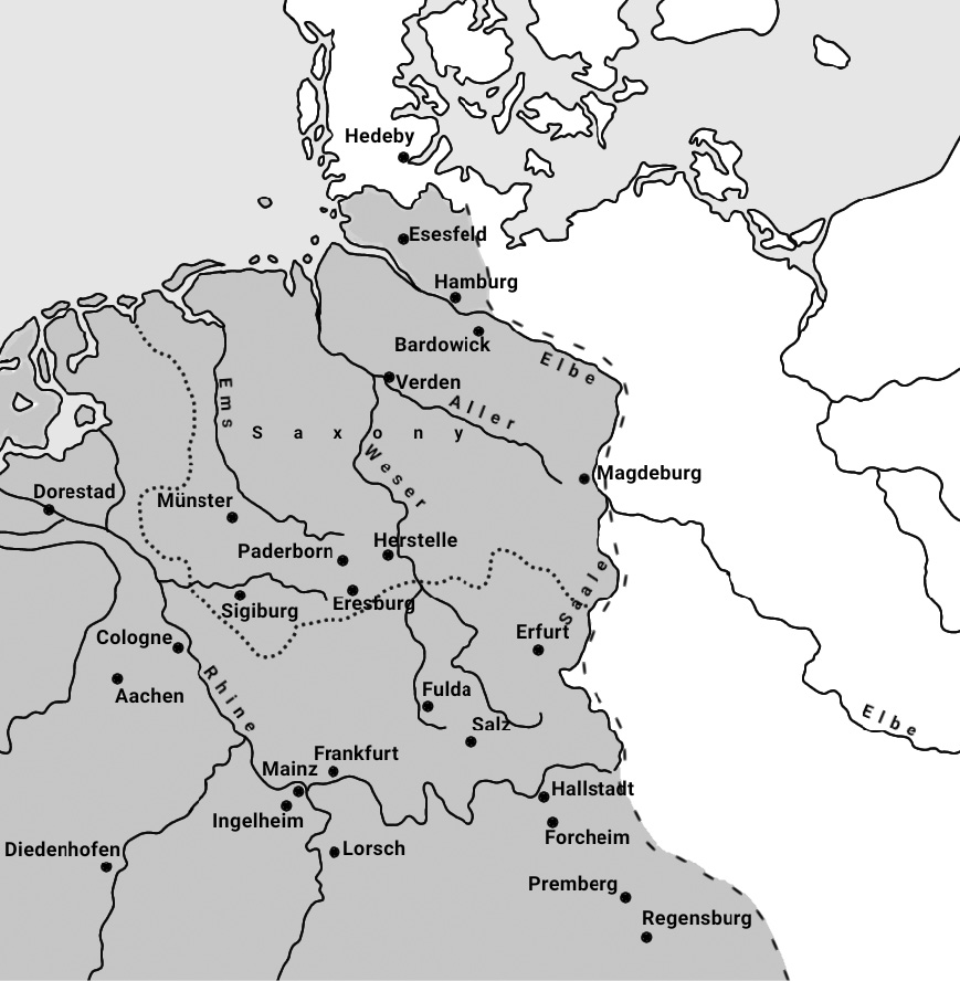 A Map of the North-Eastern Frontier of the Carolingian Empire, 8th–9th Centuries