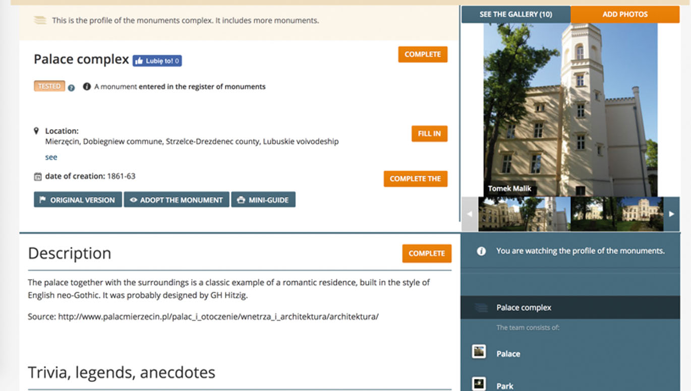 Image 2 Individual monument page screenshot (Otwartakultura 2018)
