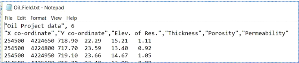 Figure 4 Data file in ASCII format