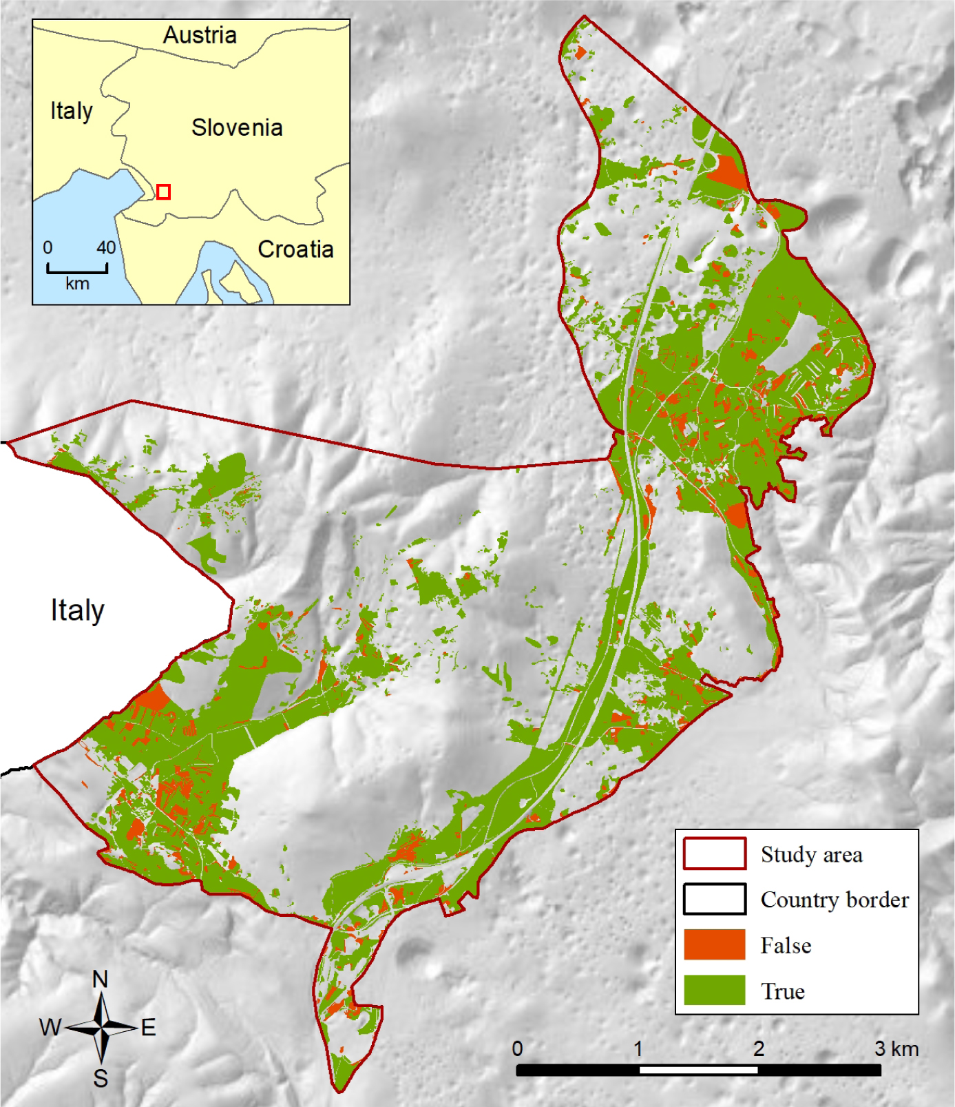 Figure 3 Classification success of modelling land cover at general level – FAO-LCCS. Only patches included in the analysis are presented.