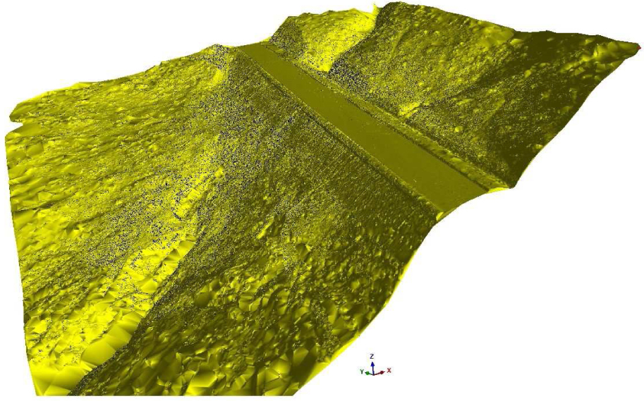 Figure 15 Road laser surface scan overview within the analysed landslide.