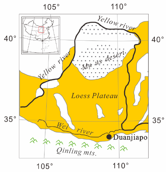 Figure 1 Location of Duanjiapo section, Lantian, China.