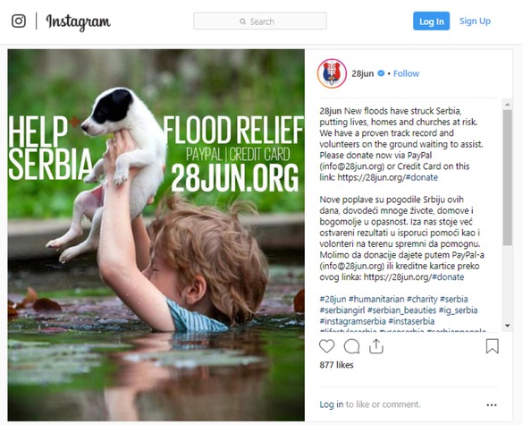 Figure 6 Screenshot of Instagram image used for floods in SerbiaSource: www.instagram.com amended by authors