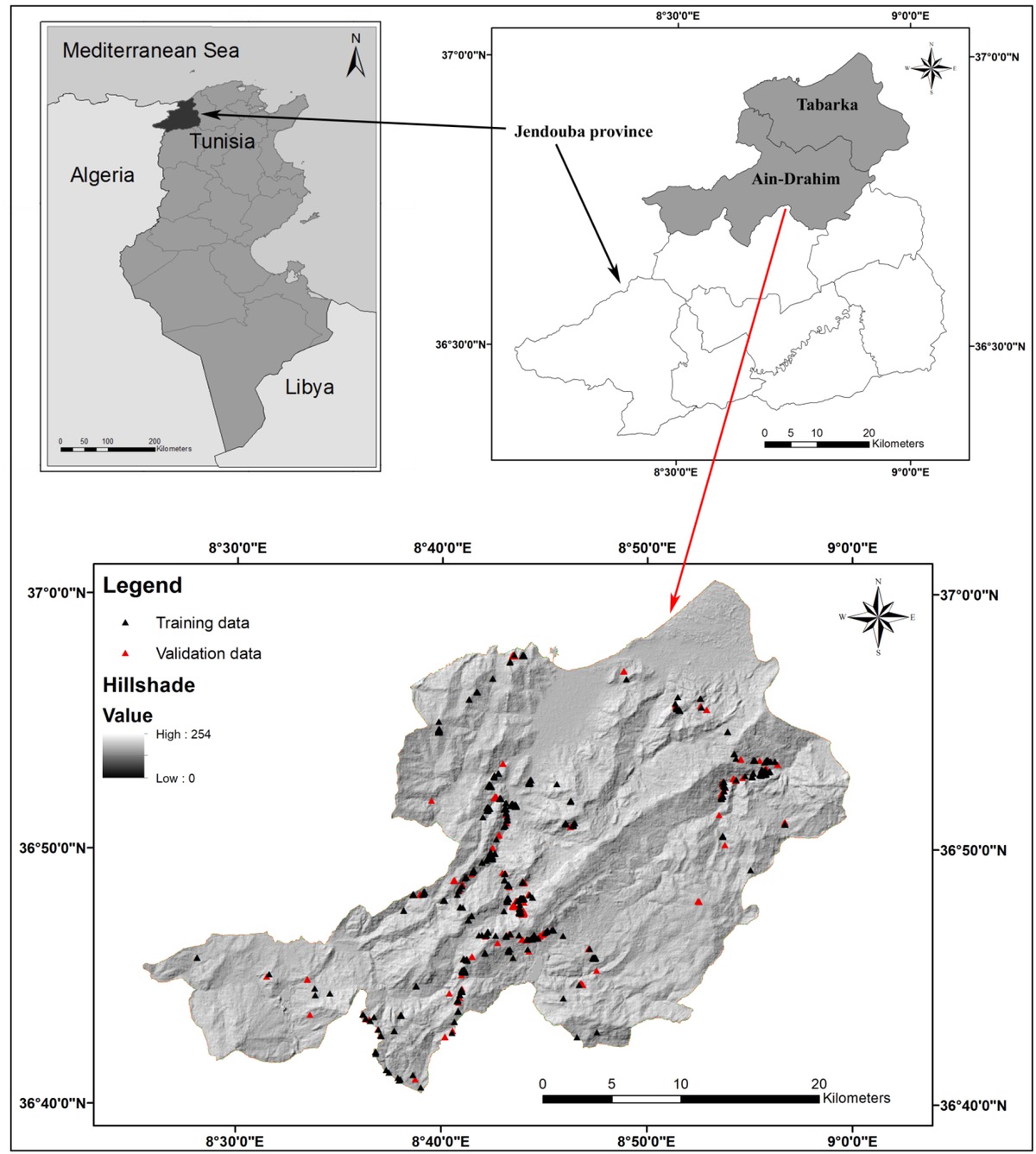 Figure 1 Study area location with landslide inventory.