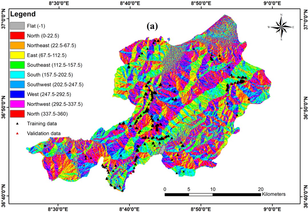 Figure 2a Landslide conditioning factors – slope aspect