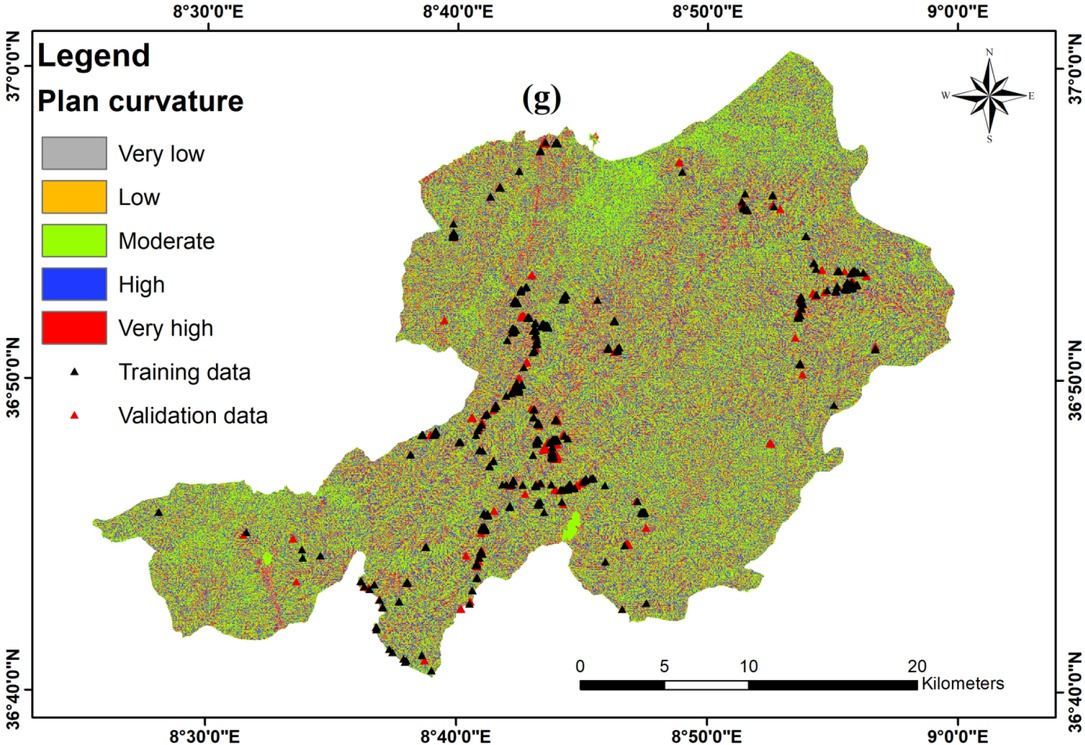 Figure 2g Landslide conditioning factors – plan curvature