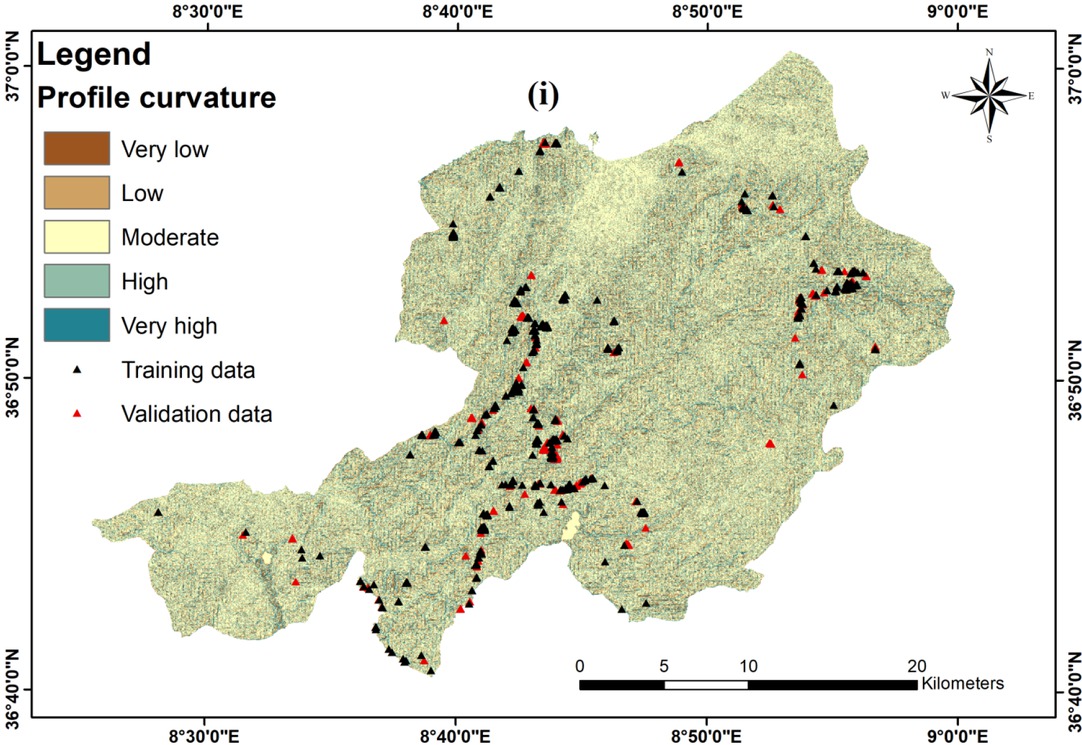 Figure 2i Landslide conditioning factors – profile curvature