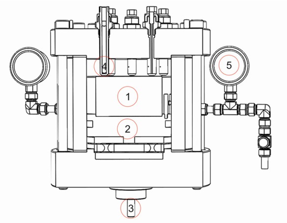 Figure 2 Sketch of the pressure vessel without drive unit and pressure control valve [36].