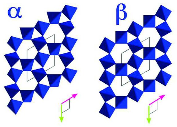 Figure 3 Sand. The high/low transition in quartz. As the temperature falls the low density high quartz is transformed into the more stable high density low quartz. In a granite system this causes widespread tensile stresses to develop. The c/a ratio in quartz changes significantly as the high-low transition proceeds.