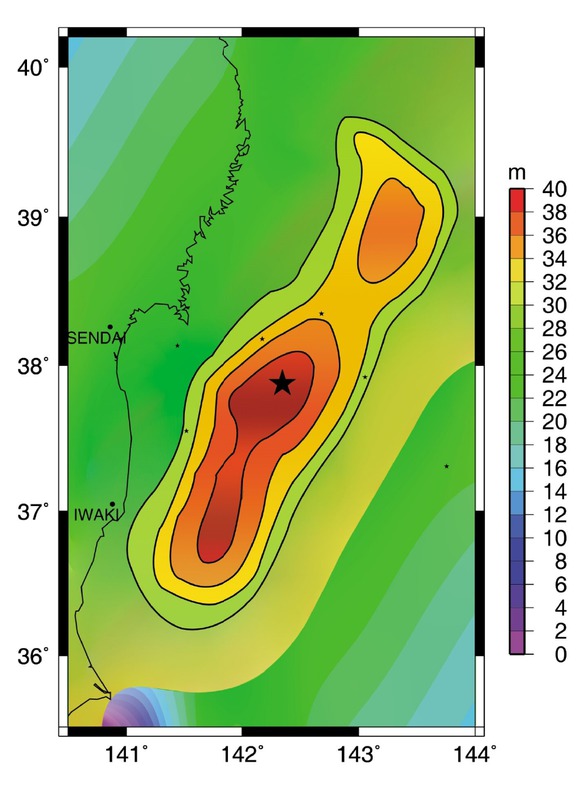 Figure 4 The slip distribution computed using NDSM