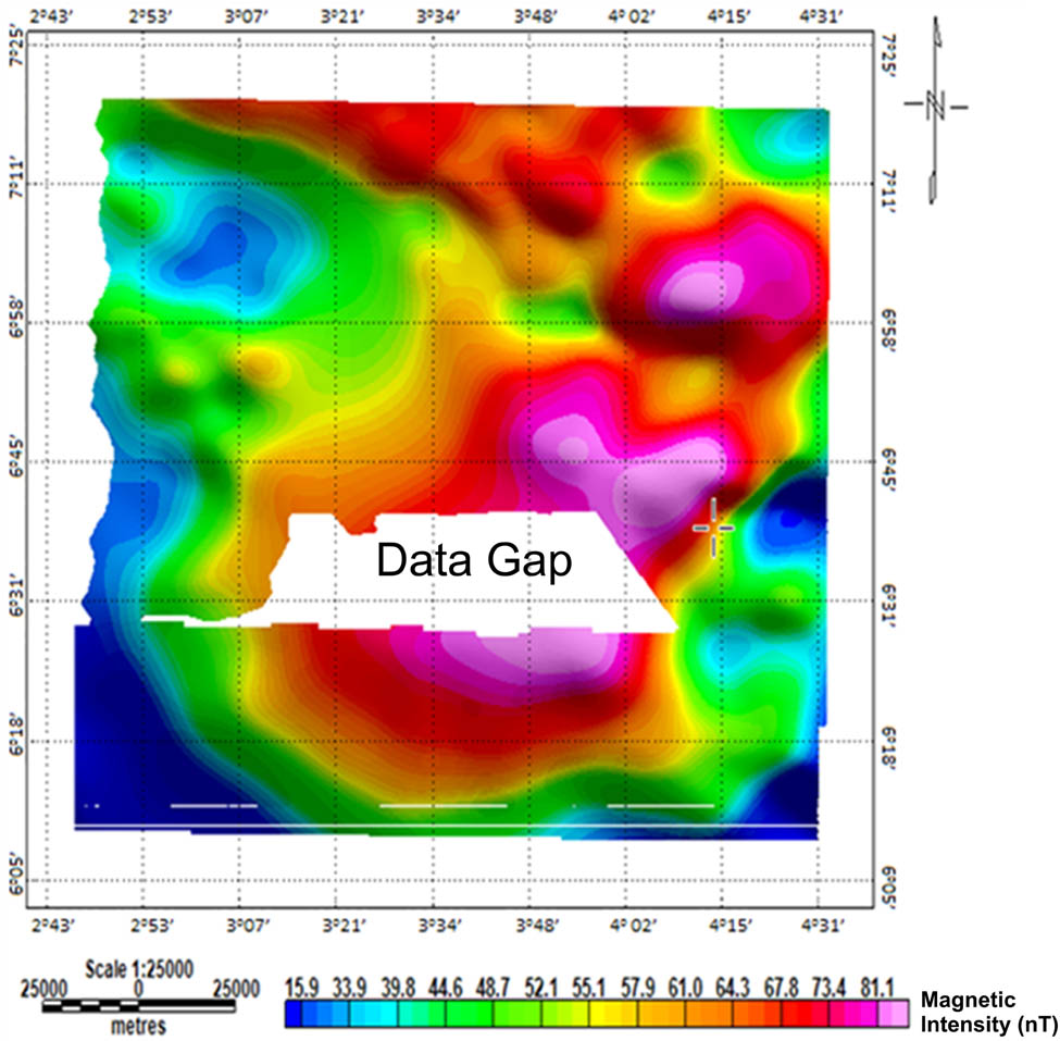 Figure 5 Regional magnetic field of Lagos–Ore axis.