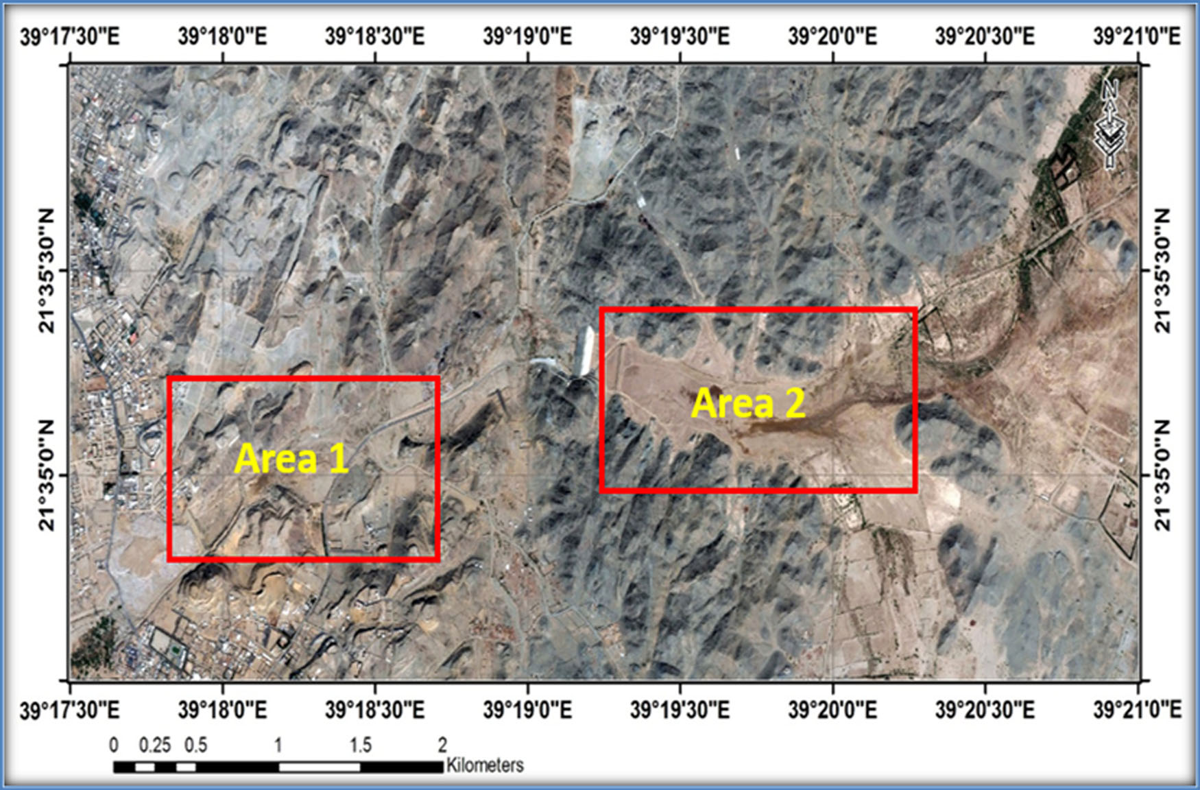 Figure 3
Location of upstream and downstream of the study area.