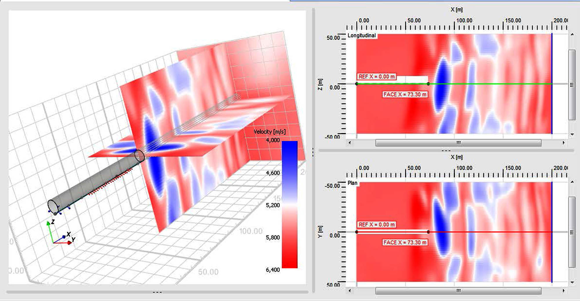 Figure 7 P-Wave velocity distribution with two low velocity zones (LVZ) indicated.
