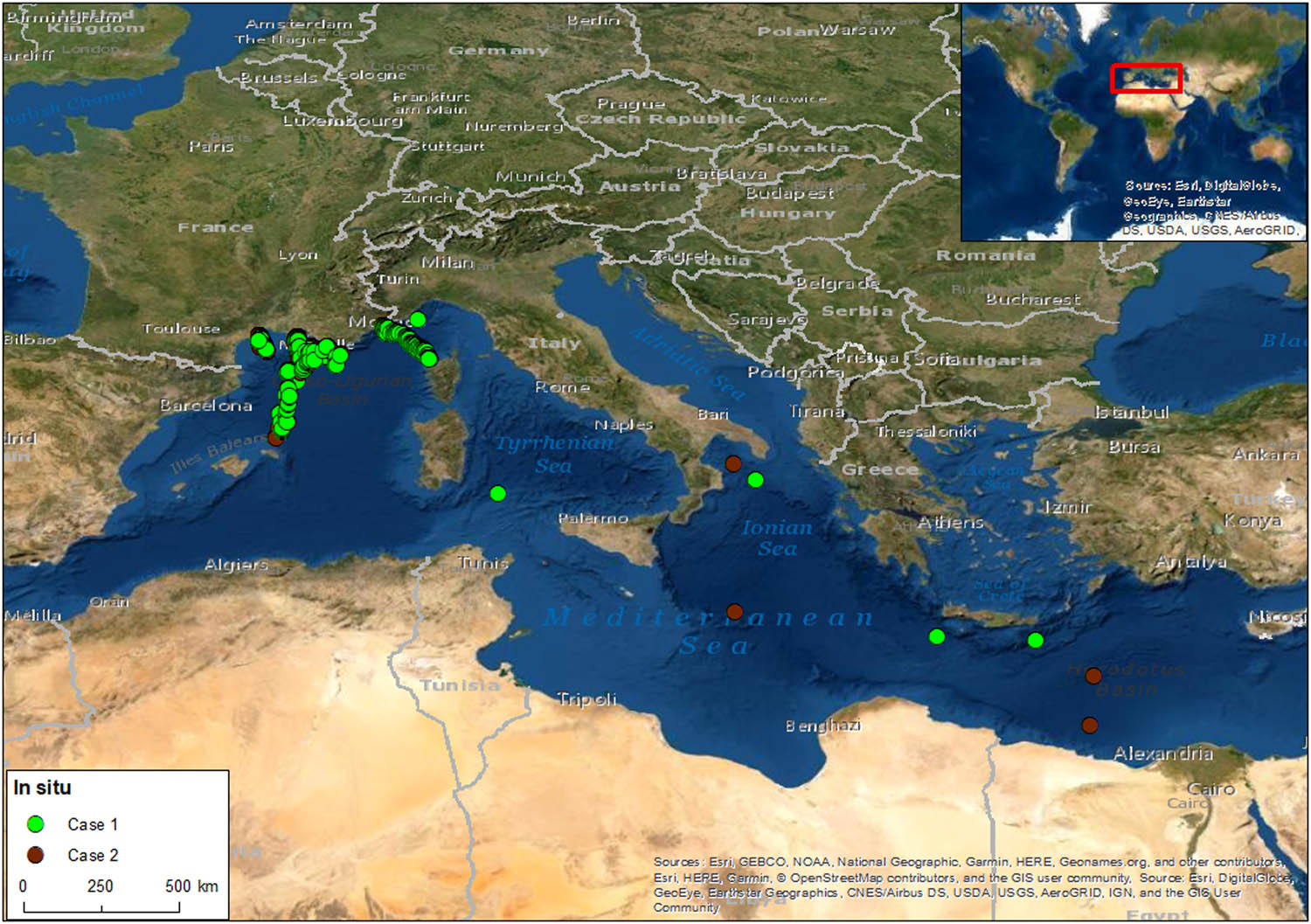 Figure 1
Area of study and points selected for the present study.