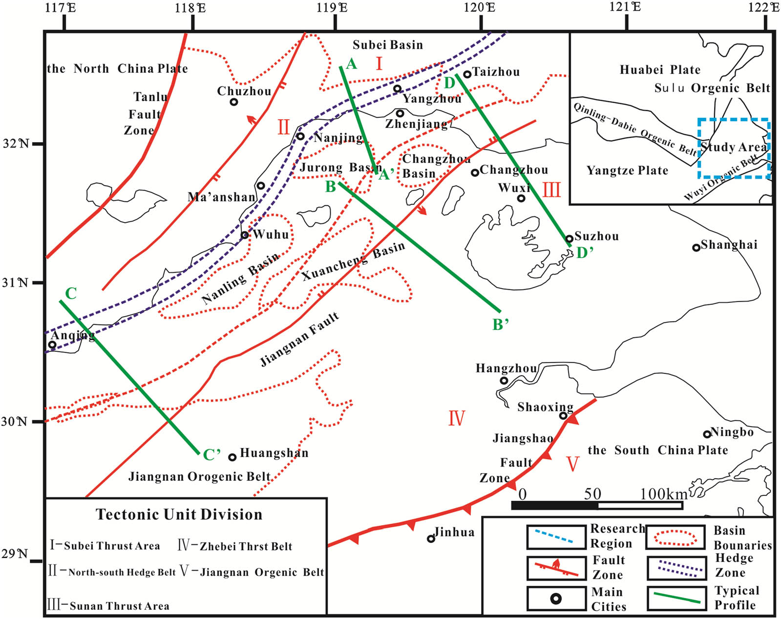 Figure 1
Regional tectonic background of the Lower Yangtze area.