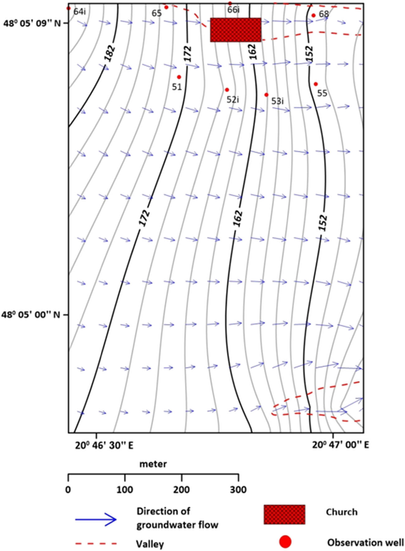 Figure 6
Groundwater flows from the West part of the study area into the East–Southeast.
