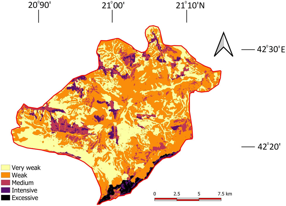 Figure 5 
                  Erosion intensity map.
               