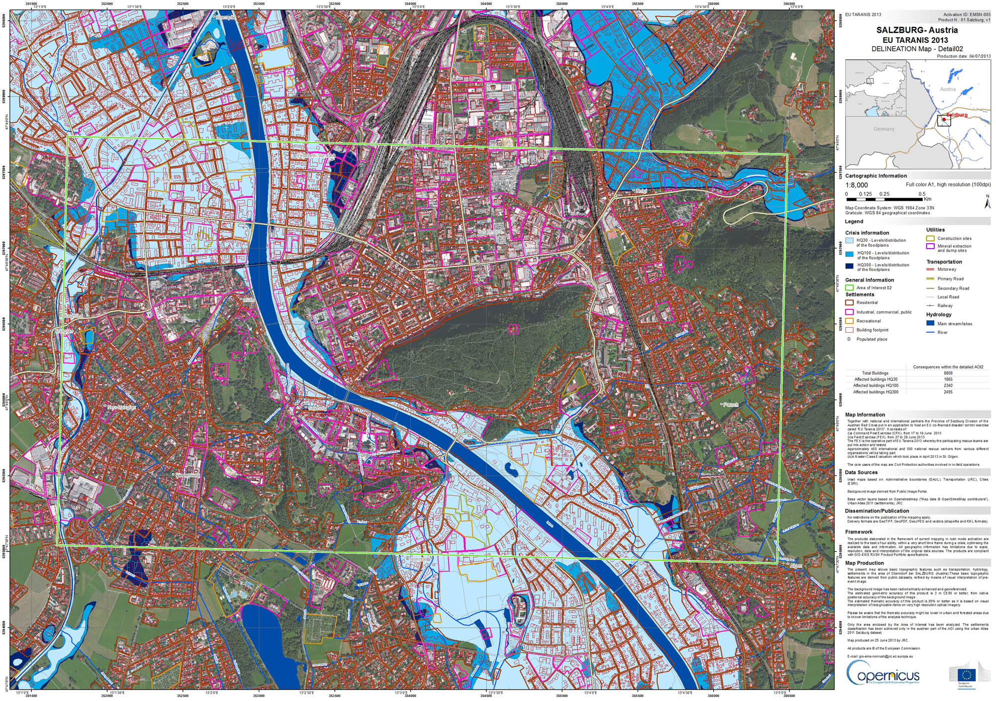 Figure 10 
               Flood impact-assessment map over Montereau-Fault-Yonne, France. Source: Copernicus Emergency Management Service (© European Union, 2012–2021) [130].
            