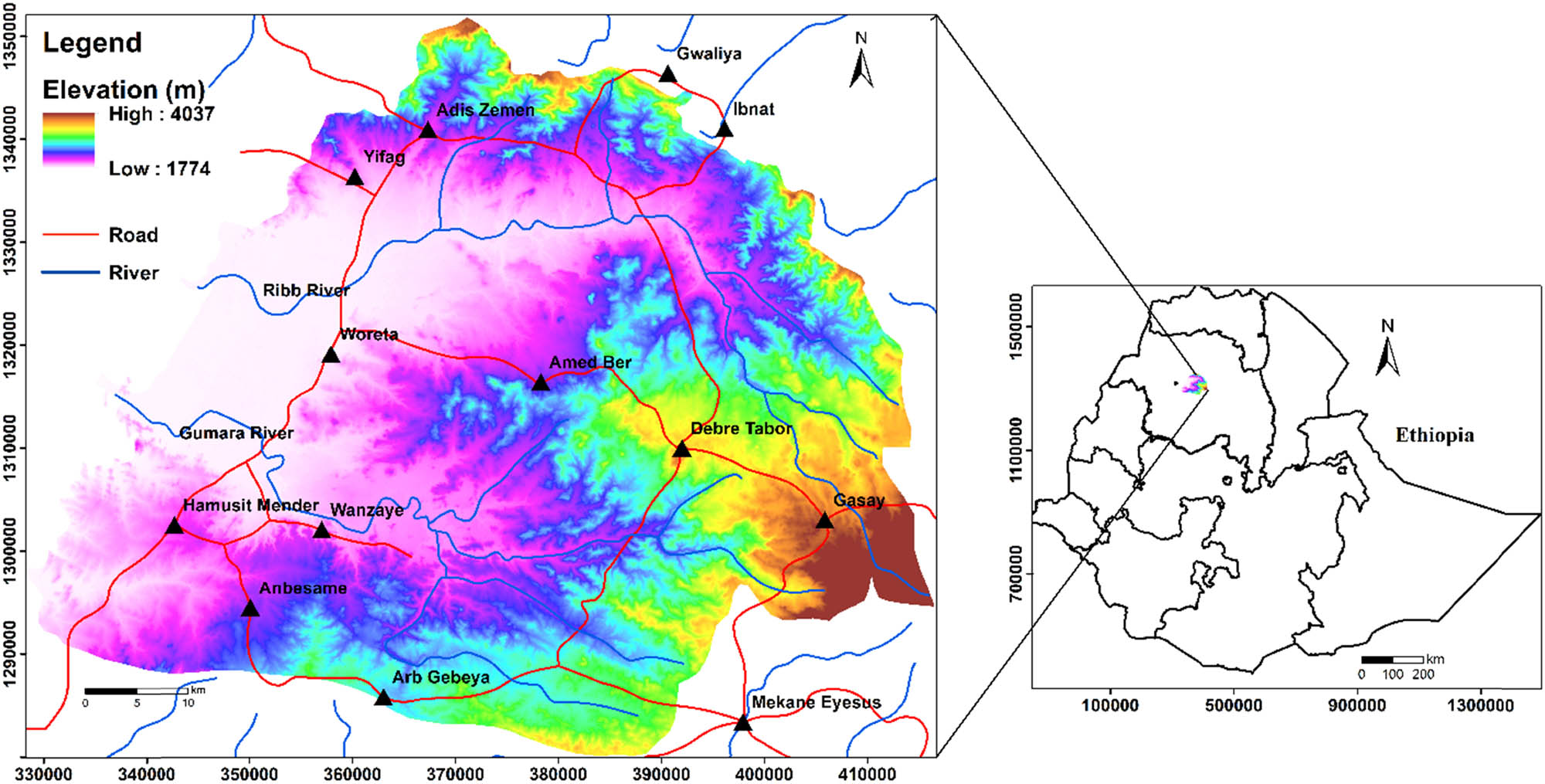 Figure 1
Location map of the study area (projection: WGS 1984 UTM Zone 37N).