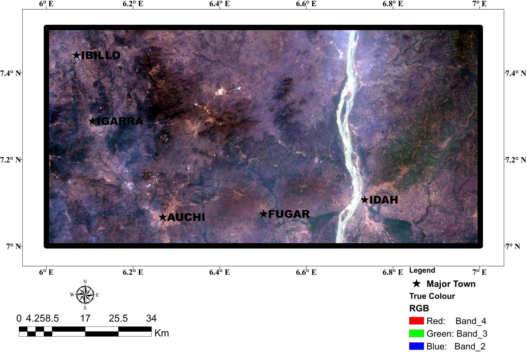 Figure 3
True colour composite (bands 4, 3, and 2) map of the study area.