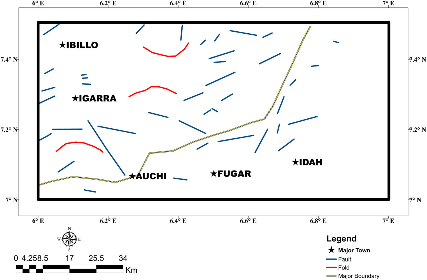 Figure 17
Vectorised subsurface lineaments of the area of study.