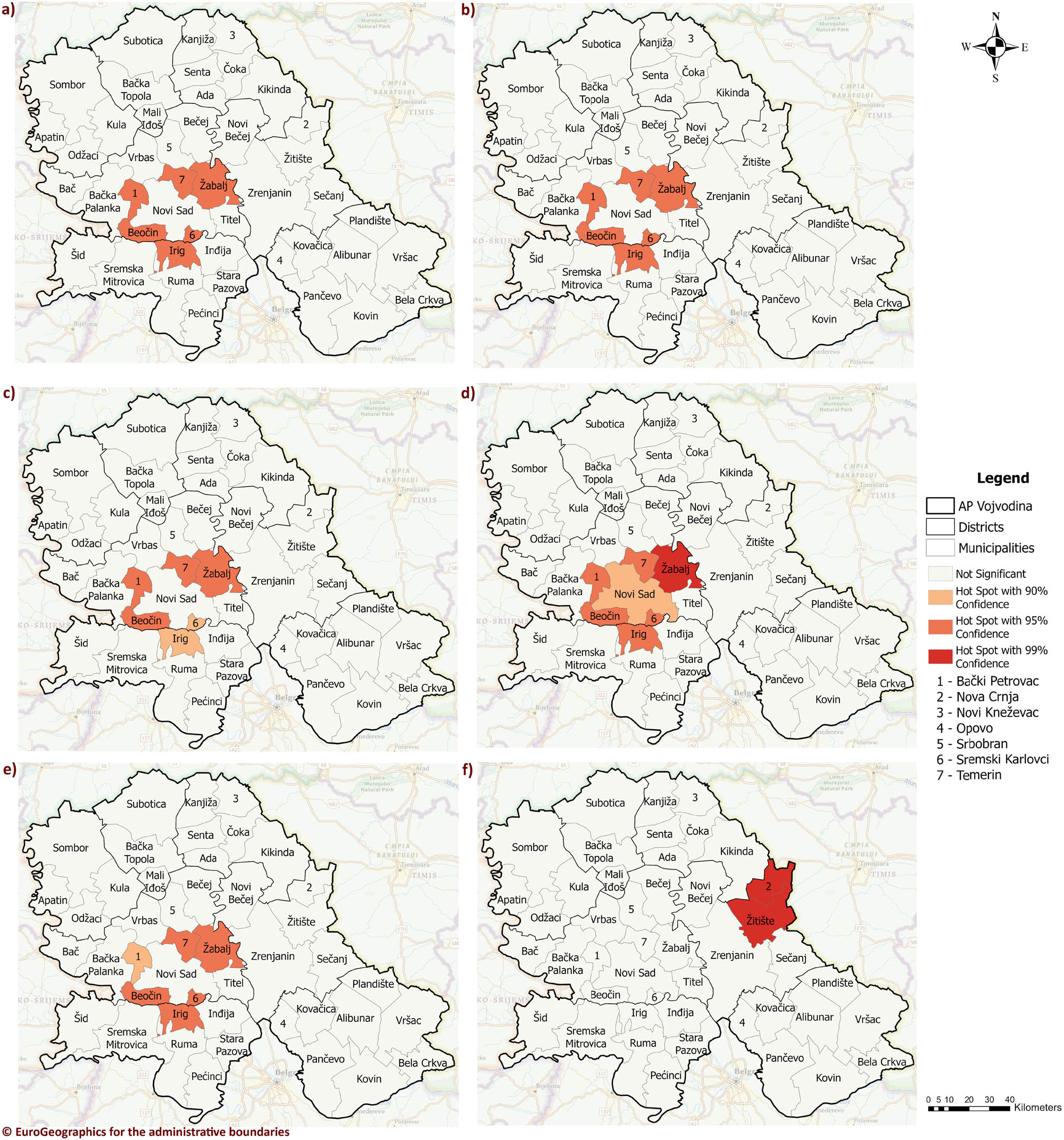 Figure 8
The STA on the: (a) Traffic casualties weighted number, (b) traffic casualties weighted number – drivers and passengers in a passenger car, (c) traffic casualties weighted number – cyclists, moped riders, and motorcyclist, (d) traffic casualties weighted number – pedestrians, (e) traffic casualties weighted number – persons in trucks, and (f) traffic casualties weighted number – persons in tractors.