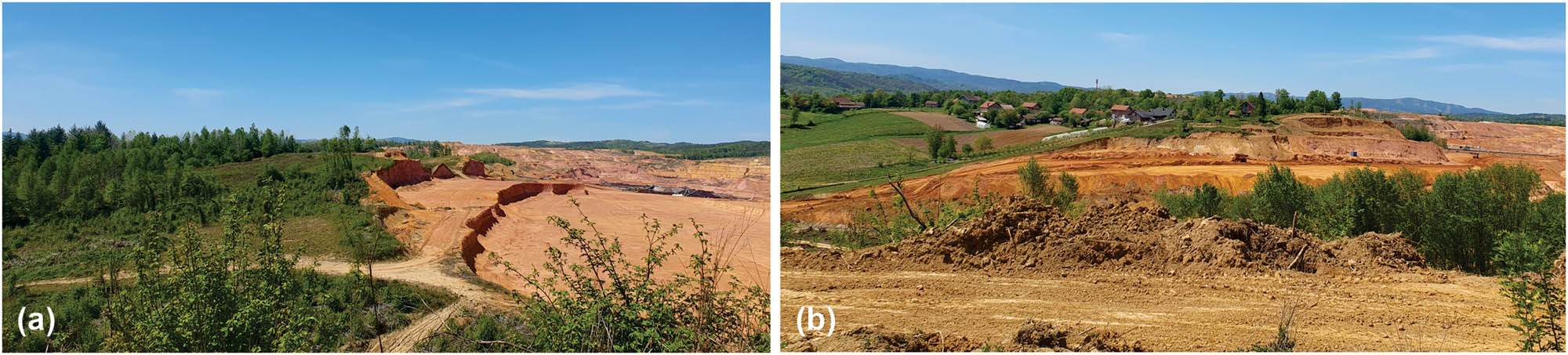 Figure 9
The impact of surface mining on the reduction in other land uses: (a) shrub vegetation and forested areas and (b) built-up areas, agricultural areas, and meadows.