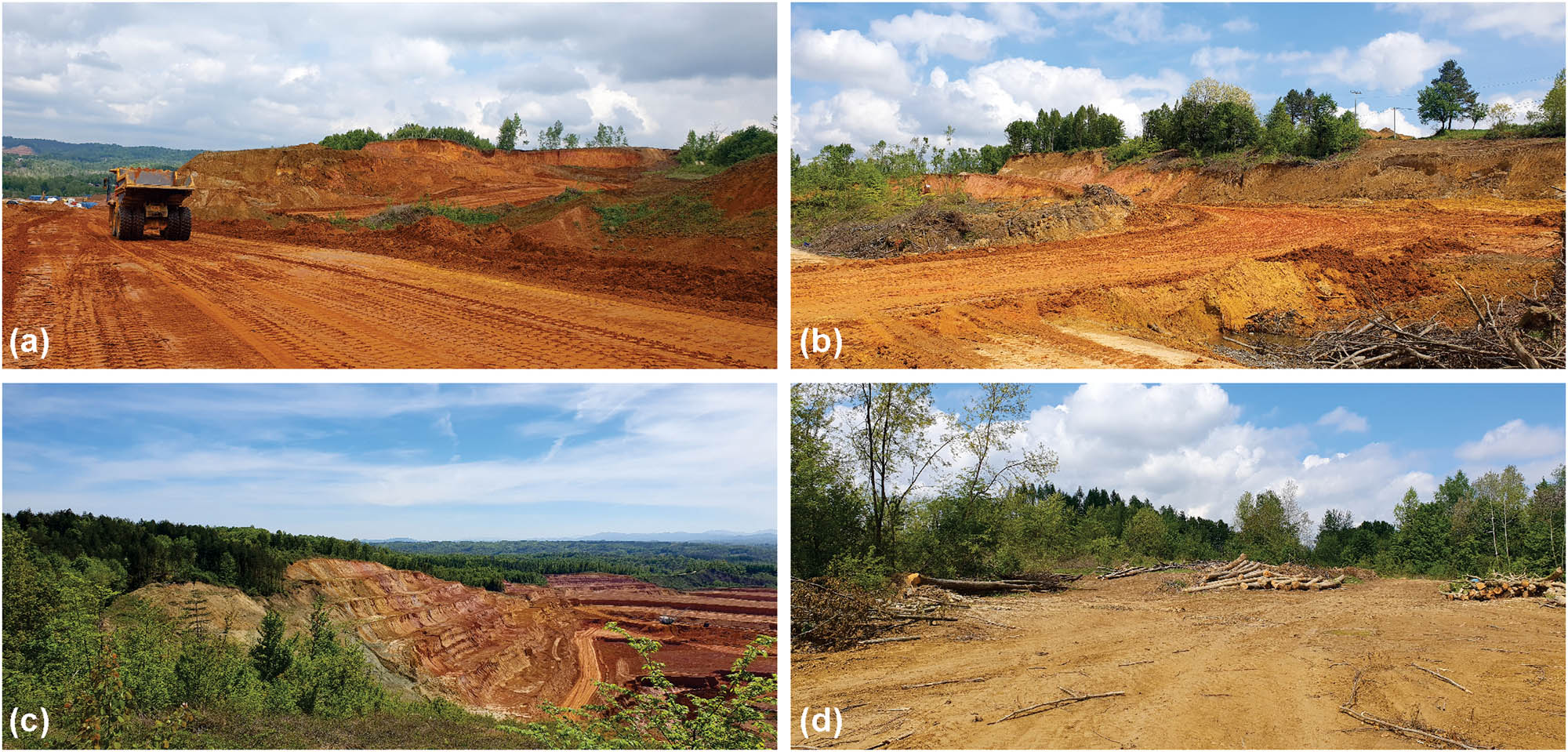 Figure 12
(a)–(d) The impact of surface mining activities on the occurrence of deforestation in the exploitation area in the municipality of Stanari.
