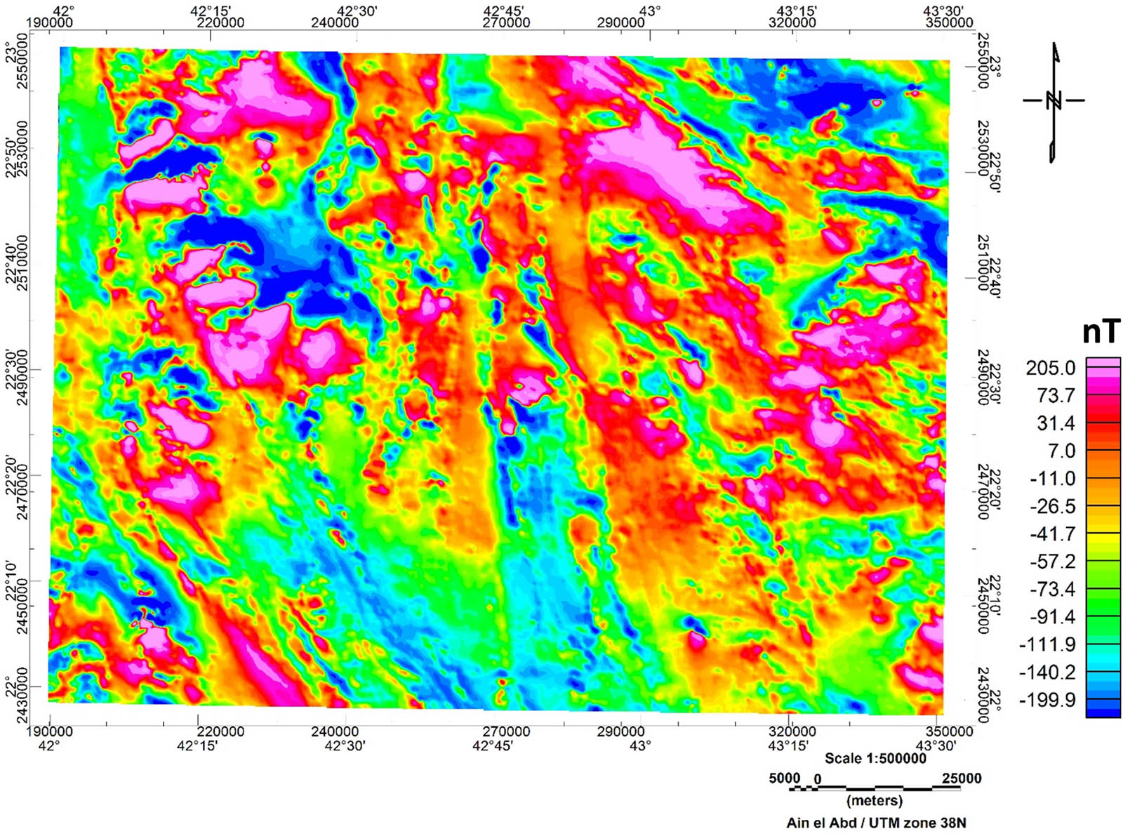 Figure 3
TMI map of the Zalm district, west Saudi Arabia.