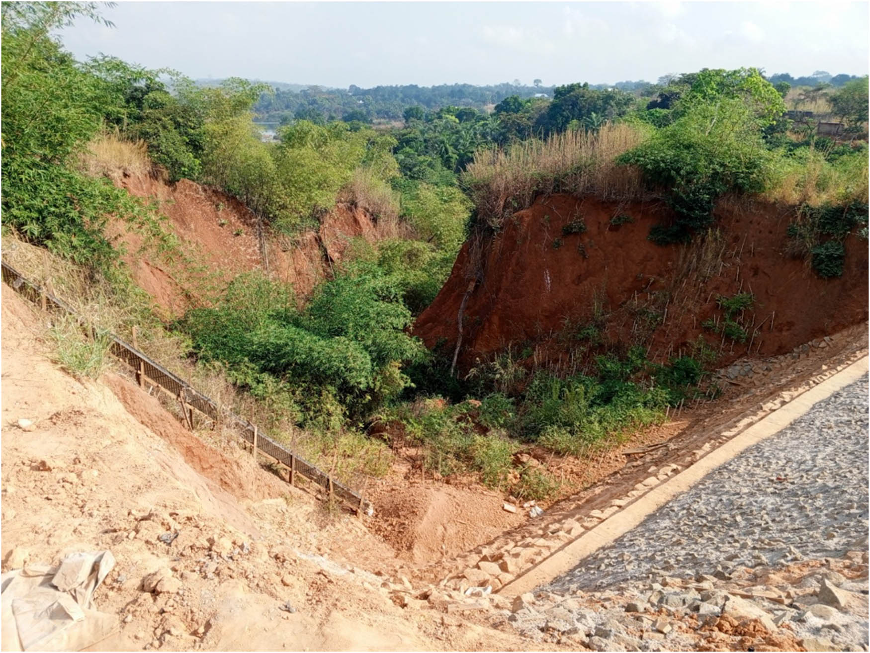 Remediation work at the Federal Polytechnic Oko gully erosion site. Source: Authors’ fieldwork data collection.