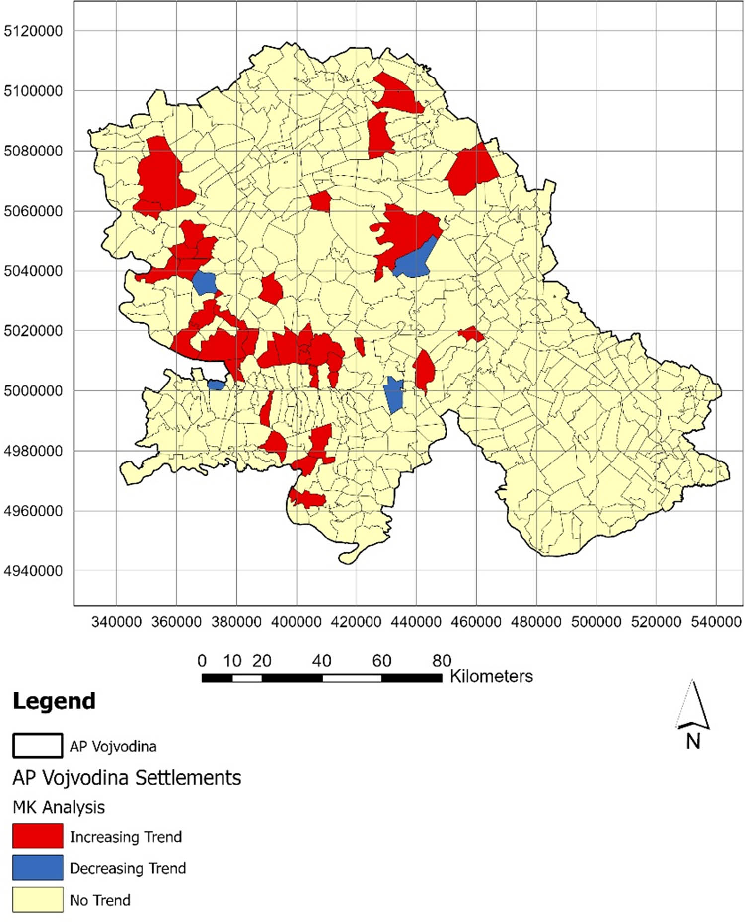 Figure 13
Map of MK analysis at the settlement level in AP Vojvodina.