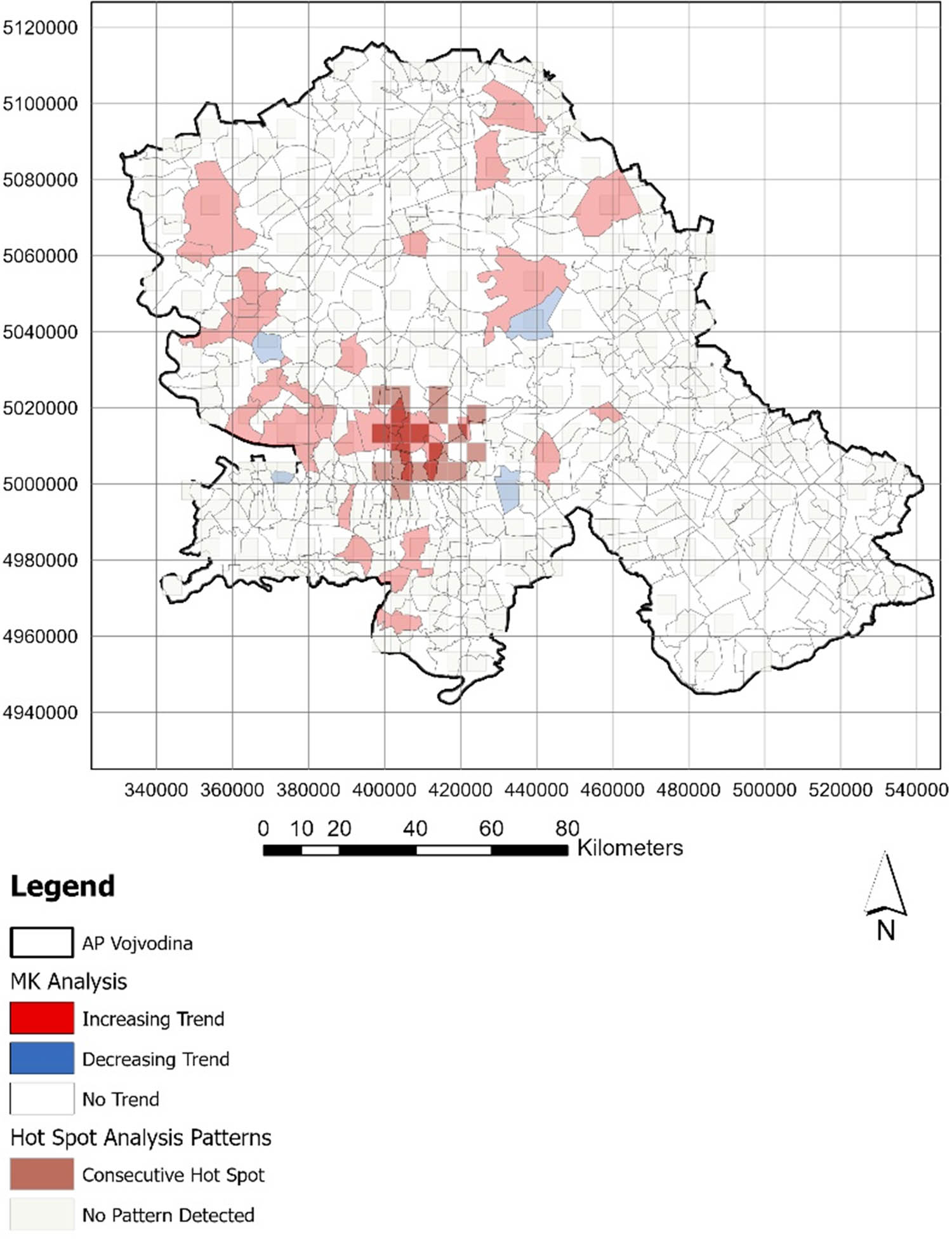 Figure 17
Synthesis map of hypertension, overlaying the trends from the MK analysis and clusters identified by the Emerging HSA.