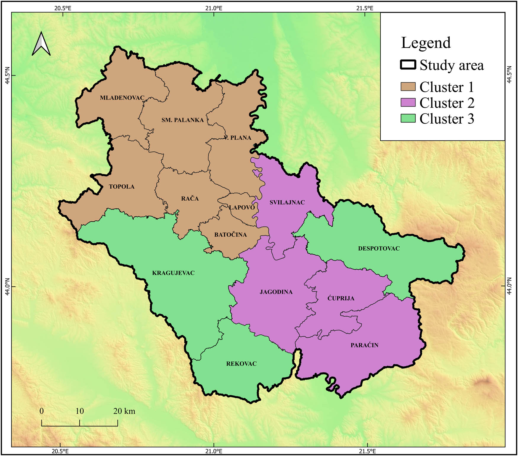 Figure 10
The spatial differentiation of the municipalities using CA in Central Serbia.