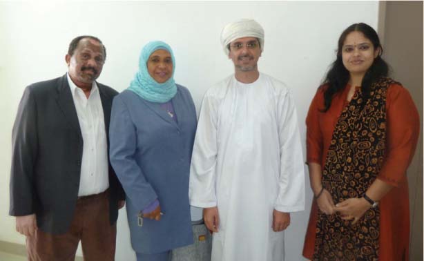  From left to right Dr. Fakhr Eldin, Prof. Salma Al Kindy, Dr. Haider Al Lawati, Mrs. Gouri B. Varma.
