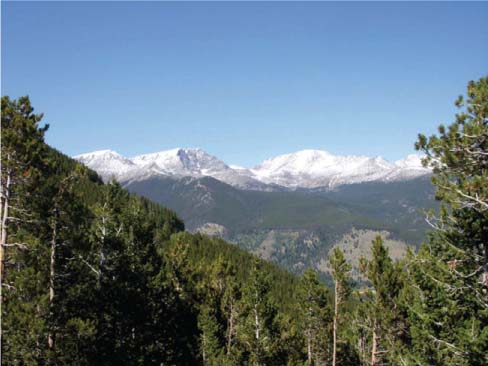  A view of Long’s Peak in nearby Rocky Mountain National Park.