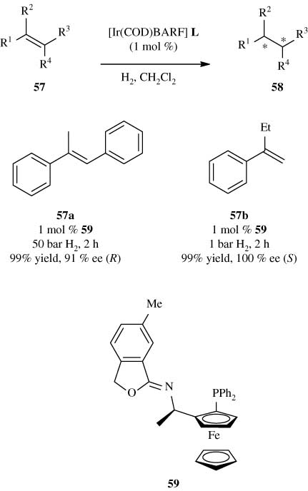 Scheme 15 Enantioselective hydrogenation of unfunctionalized olefines.