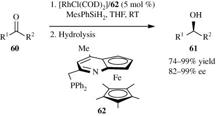 Scheme 16 Enantioselective hydrosilylation of ketones.