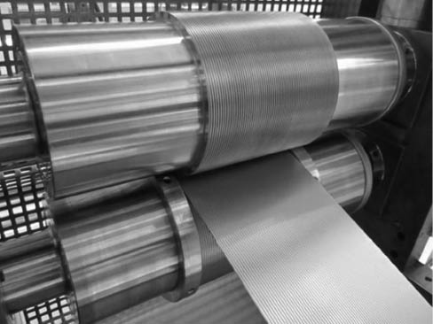 Figure 10 Downstream side of mating roll 150 mm with microstructured strip.