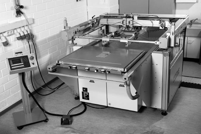 Figure 11 Precision screen printing machine at IMM for coating plates with brazing solder.