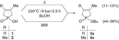Scheme 2 Direct esterification of 1-hydroxy-3-phospholene oxides with BuOH.