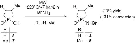 Scheme 9 MW-assisted direct amidation of 1-hydroxyphospholane oxides.