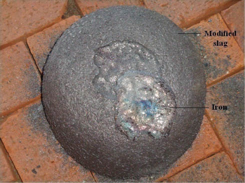 Figure 2: Photo of modified slag and iron.