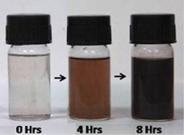 Figure 2: Color change of reacting mixture with incubation time.