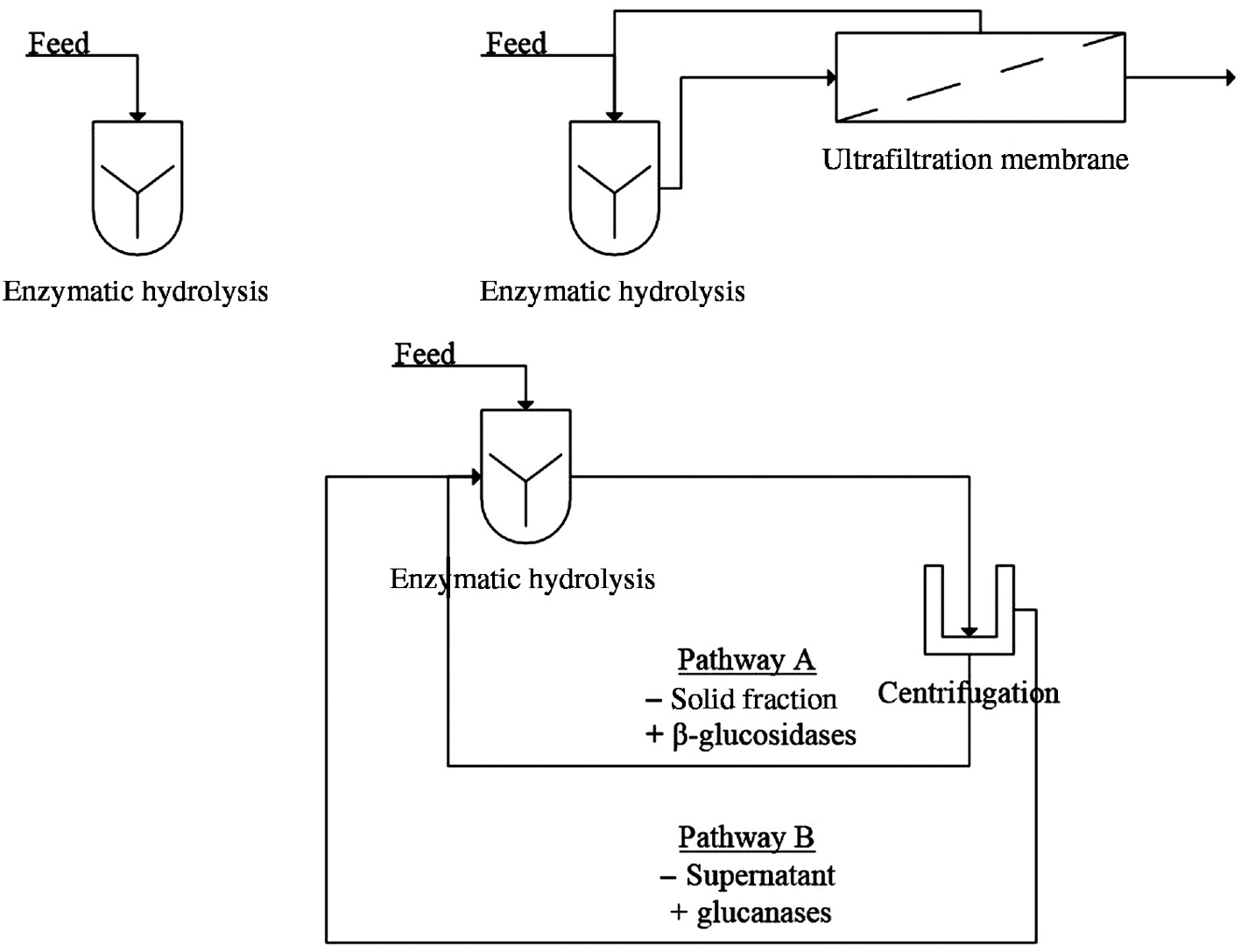 Figure 7: Various ways of recycling enzymes.