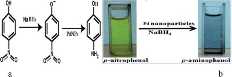 Figure 10 (a) Mechanism of the reaction. (b) Color changes in the reaction.