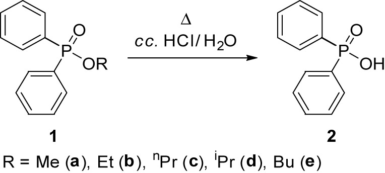 Scheme 2
Acidic hydrolysis of diphenylphosphinates on conventional heating.