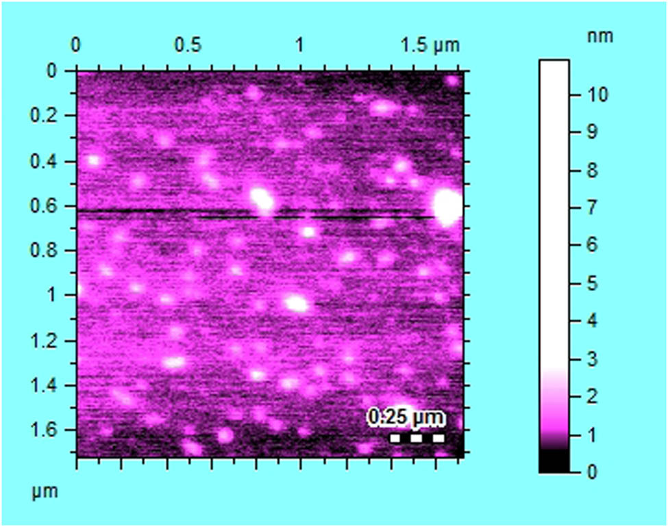 Figure 9
AFM scan of AgNPs synthesized from methanolic extract of Tropaeolum majus.