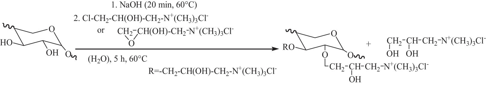 Scheme 5 
                     The etherification of hemicellulose with two etherifying agents.
                  