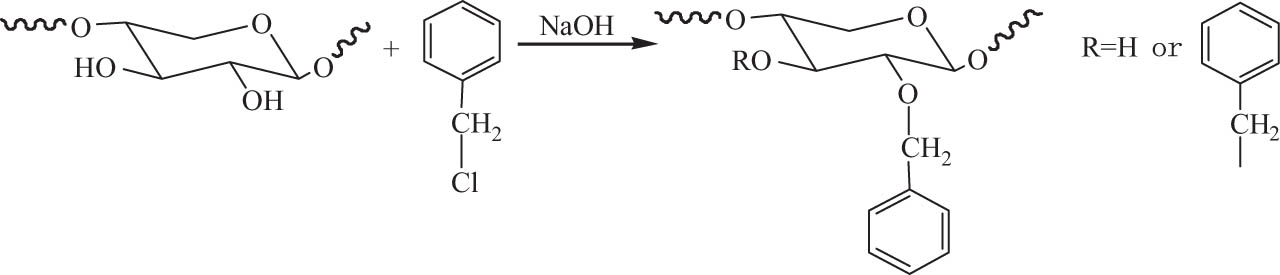 Scheme 8 
                     The benzyl reaction of hemicellulose.
                  
